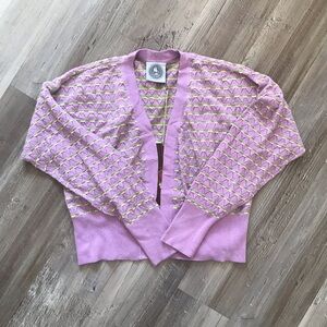 Happy Sheep medium open cardigan light purple  cotton & cashmere blend